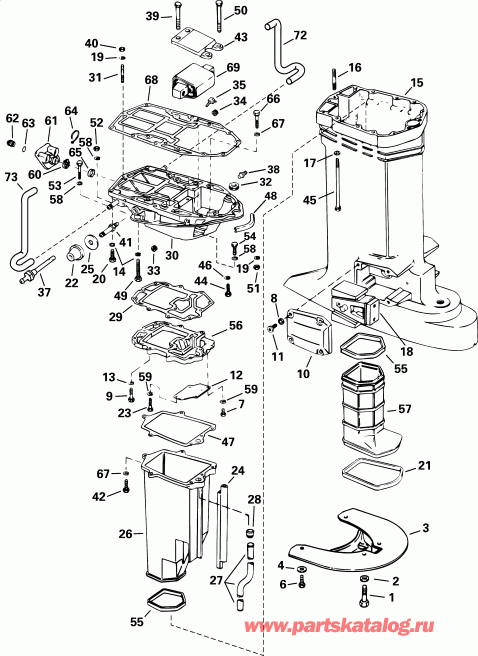 ��������� �������� ����� EVINRUDE E225FCXSIF FFI, elec start, TNT, 25 in s  - haust ������ - haust Housing