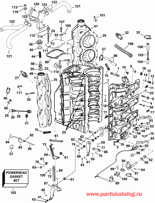 ��������� ����� EVINRUDE E225FPXSIF FFI, elec start, TNT, 25 in s  - linder & ������ ��������� / linder & Crankcase