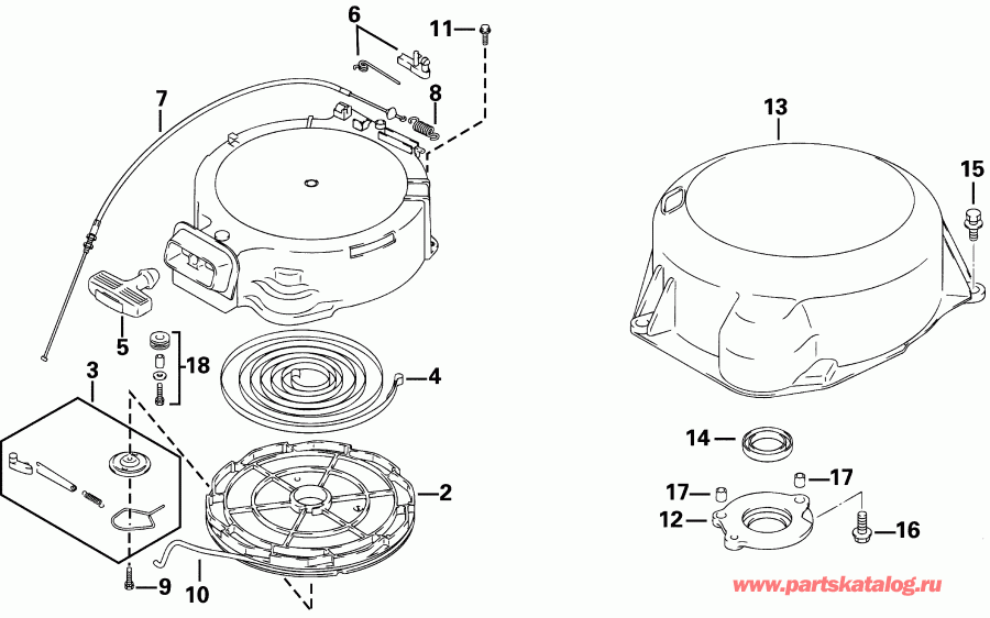 ��������� EVINRUDE E25PL4SIC 4-Stroke, Elec. Start, TNT, 15  - wind ������� & ������ ������� - wind Starter & Under Oil Seal