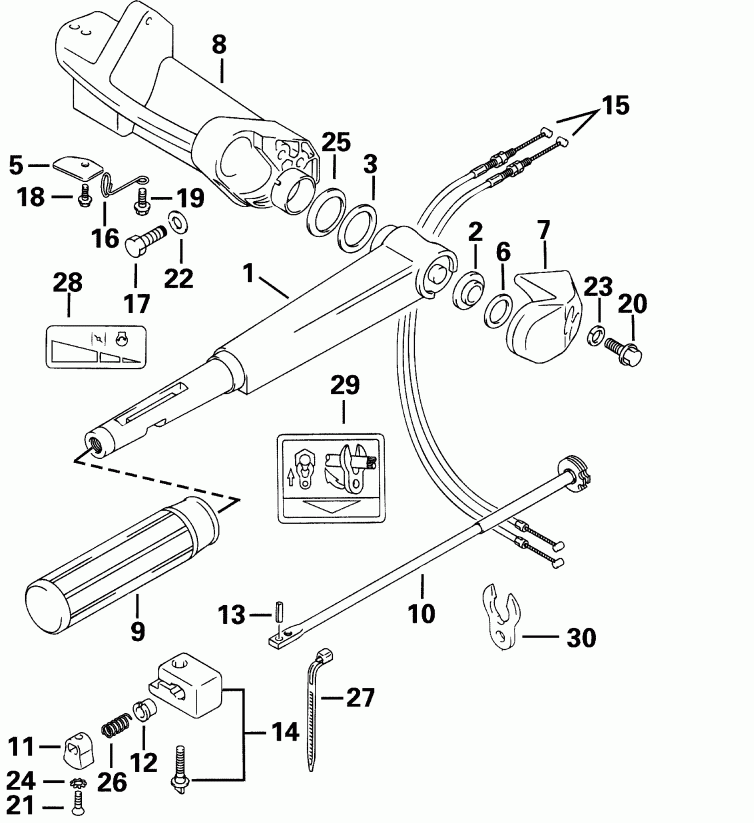 �������� ��������� ����� ������� E25TEL4SIC 4-Stroke, Elec. Start, Tiller  - eering Handle / ee������ Handle