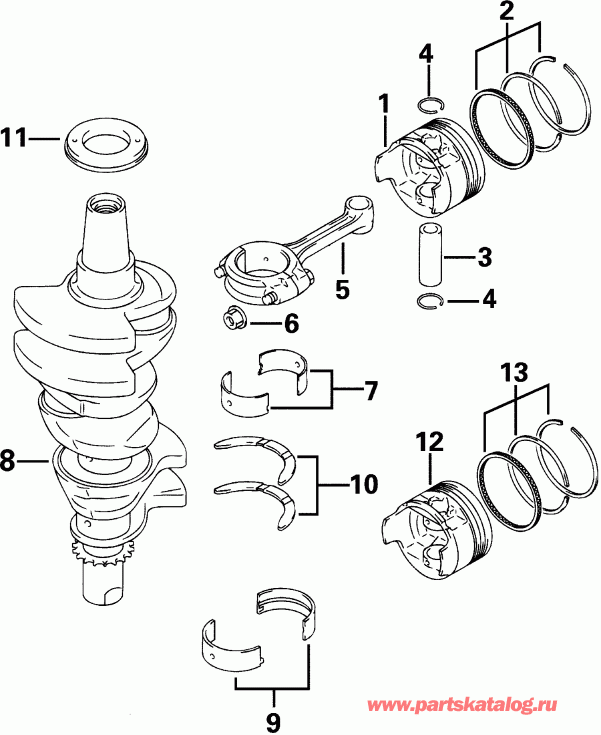  ������� E30R4SIC 4-Stroke, Rope Start, Tiller, 1  - ank��� - ankshaft