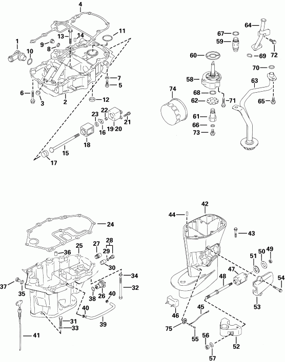  Evinrude E30TE4SIC 4-Stroke, Elec. Start, Tiller,  - dsection & Oil System - dsection & Oil System