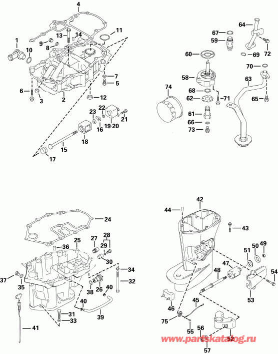 �������� ��������� ����� EVINRUDE E30TEL4SIC 4-Stroke, Elec. Start, Tiller  - dsection & Oil System / dsection & Oil System