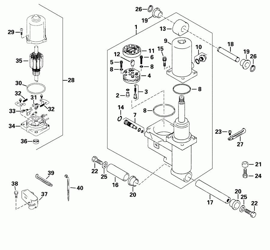 �������� ����� EVINRUDE E40PL4SIR 4-Stroke, Elec Start, TNT, 20   - wer Trim/tilt Hydraulic / wer Trim / tilt Hydraulic