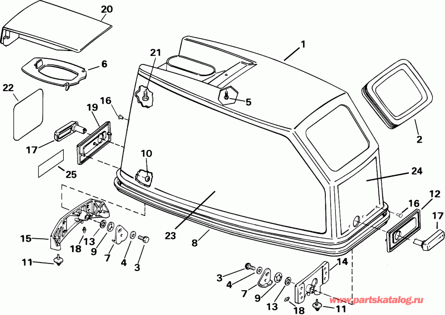 ��������� ��������� EVINRUDE E40WRSIR commercial, rope start, 15 in s  - gine ������ / gine Cover