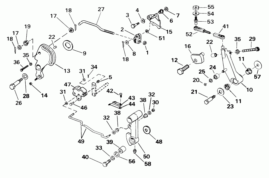 �������� ��������� ����� EVINRUDE E40WRSIR commercial, rope start, 15 in s  - ift Throttle Linkage - ift ����������� ��������age