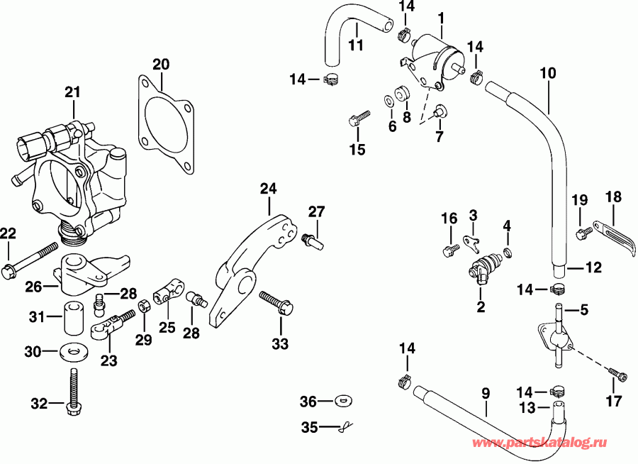 ��������� ��������� EVINRUDE E50PL4SIR 4-Stroke, Elec Start, TNT, 20   - jector & �������� ���� - jector & Throttle Body