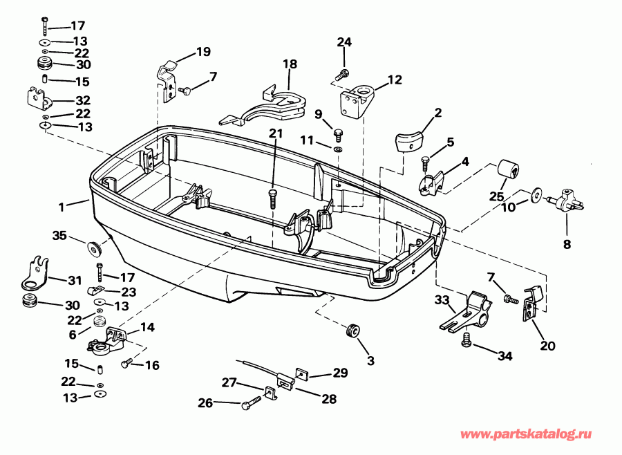  EVINRUDE E55WRLSIR commercial, rope start, 20 in   - wer ������ ��������� (�����) / wer Engine Cover