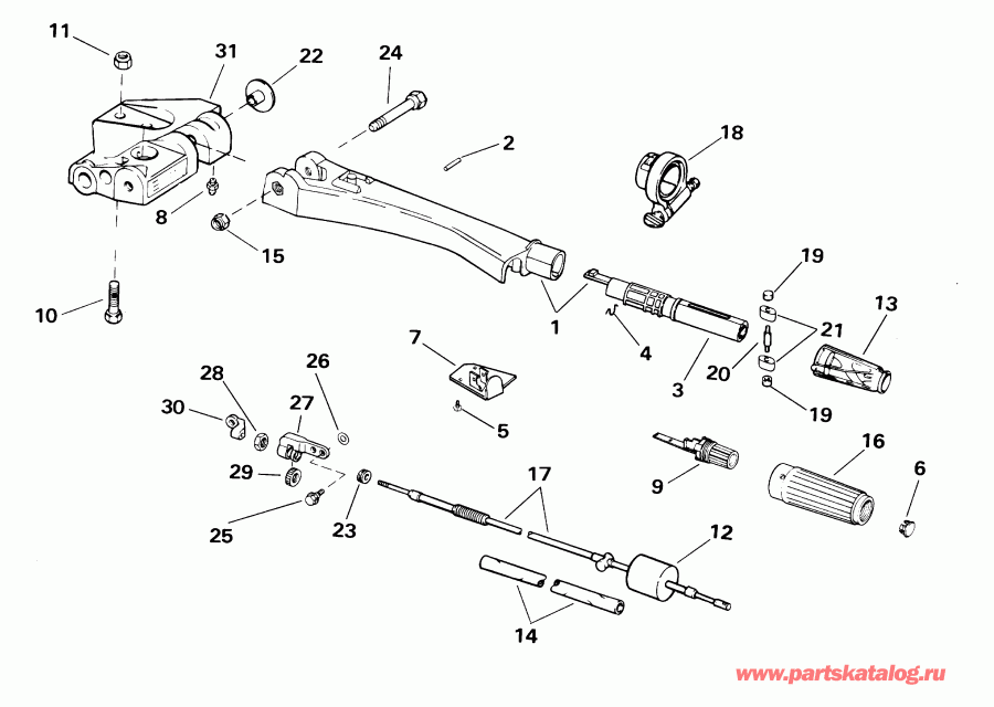 �������� ����� EVINRUDE E55WRSIR commercial, rope start, 15 in s  - ee������ Handle
