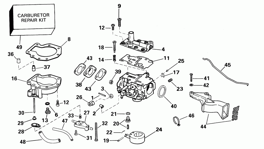 �������� ��������� ����� ������� E5R4SIE 4-stroke, rope start, tiller, 15  - rburetor - rburetor