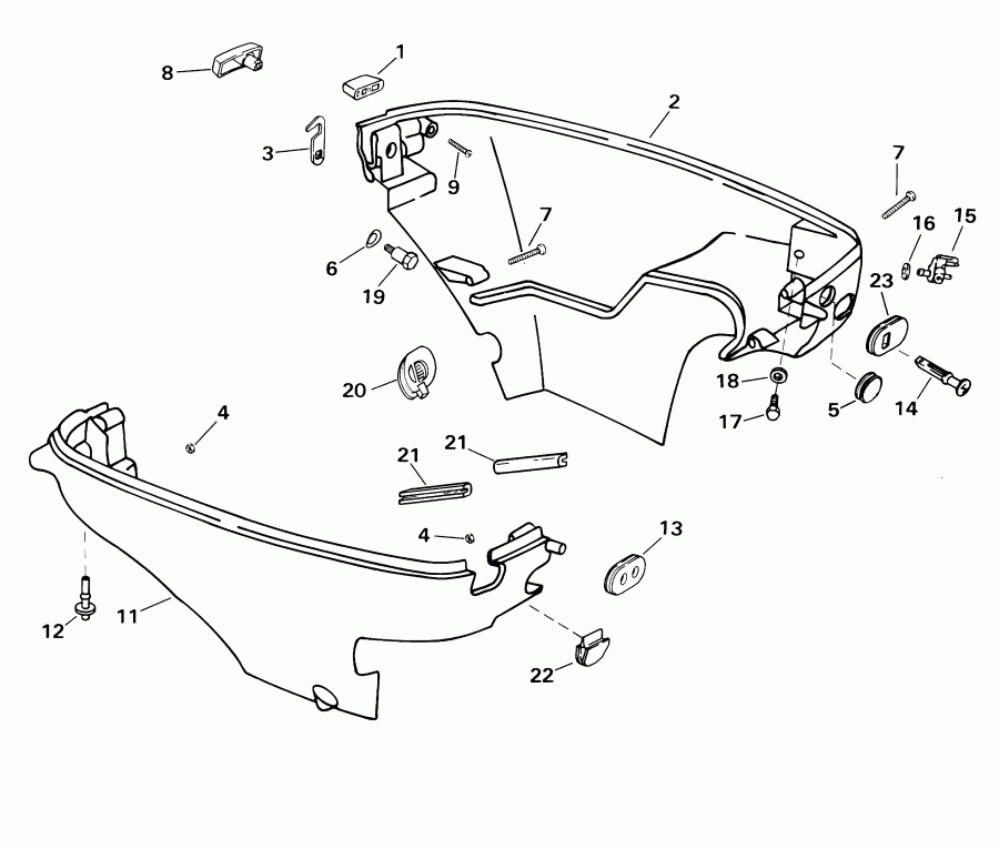 ��������� ����� EVINRUDE E5R4SIE 4-stroke, rope start, tiller, 15  - wer ������ ��������� (�����) / wer Engine Cover