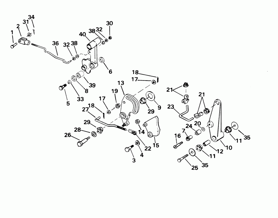 ��������� �������� ����� EVINRUDE E65WRLSIR commercial, rope start, 20 in   - ift & Throttle Linkage / ift & ����������� ��������age