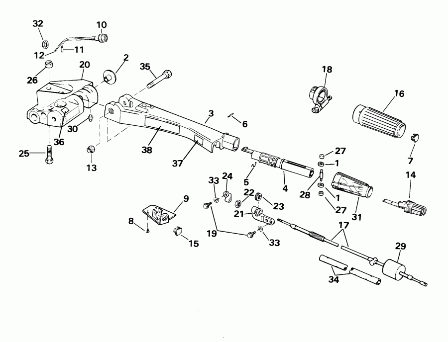 ��������� ����� EVINRUDE E65WRYSIR commercial, rope start, 22.5 i  - eering Handle