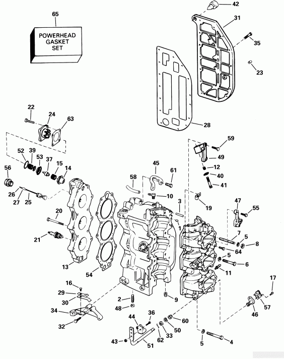 ��������� ����� EVINRUDE E65WRYSIR commercial, rope start, 22.5 i  - linder & ������ ���������