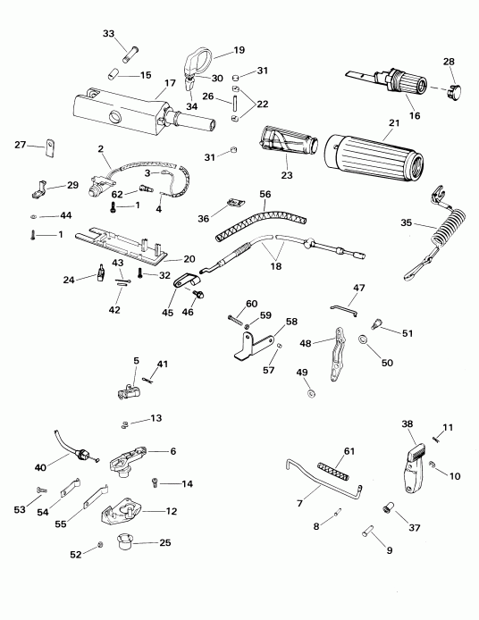 ��������� ����� EVINRUDE E6R4SIE 4-stroke, rope start, tiller, 15  - ee������ Handle / eering Handle