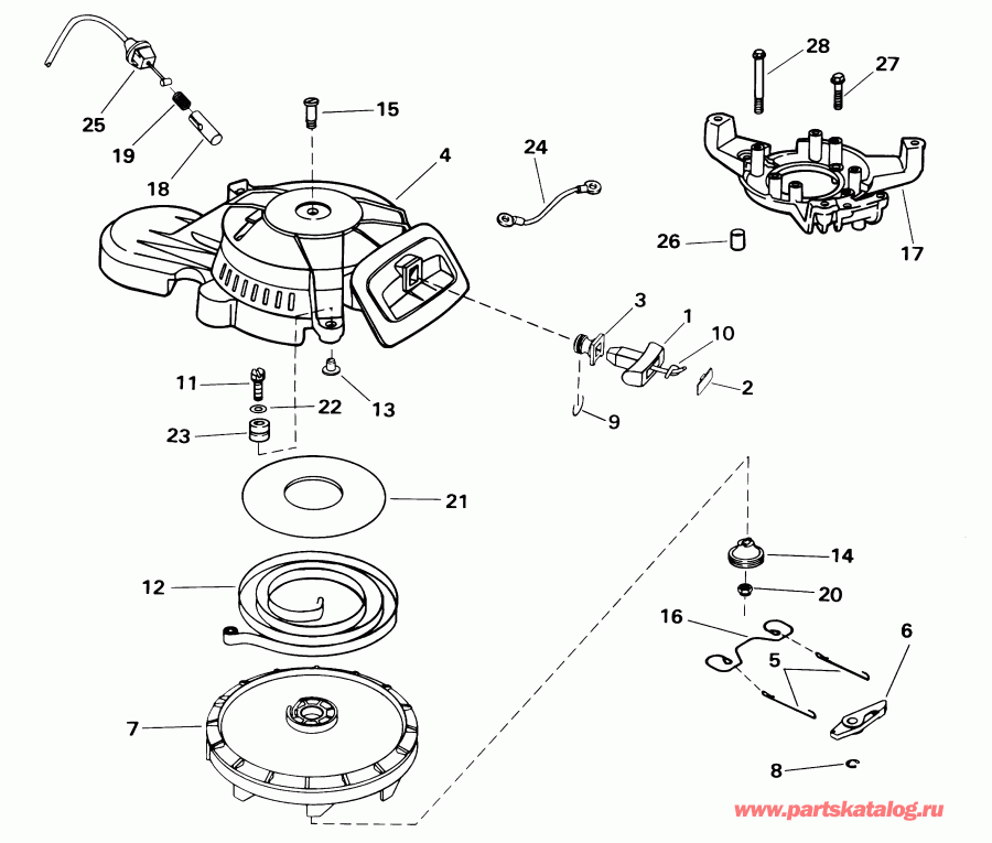 ��������� ����� EVINRUDE E8R4SIE 4-stroke, rope start, tiller, 15  - wind Starter