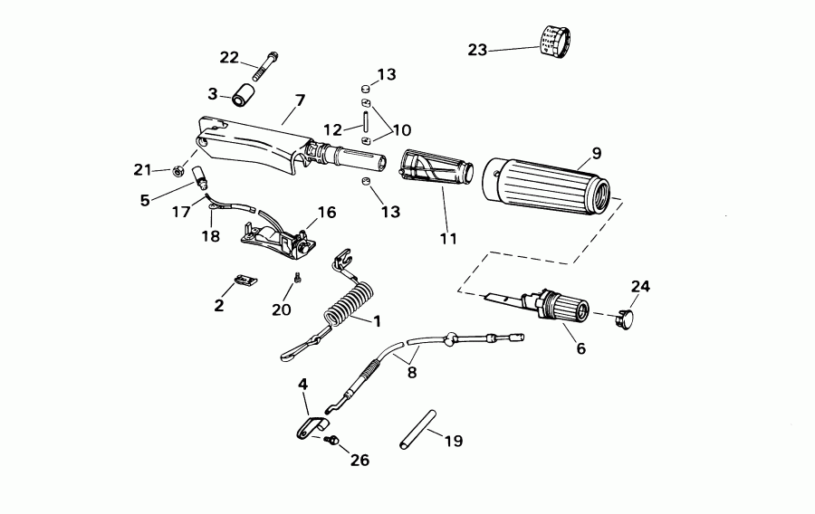  ������� E8R4SIE 4-stroke, rope start, tiller, 15  - ee������ Handle - eering Handle