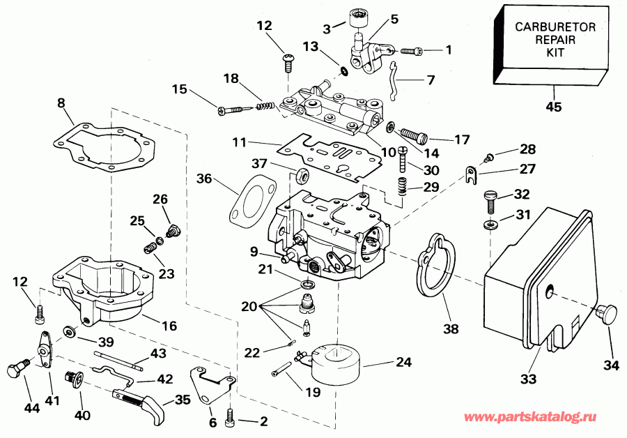 �������� ����� Evinrude E8WRLSIR Commercial, rope start, tiller,  - rburetor / rburetor