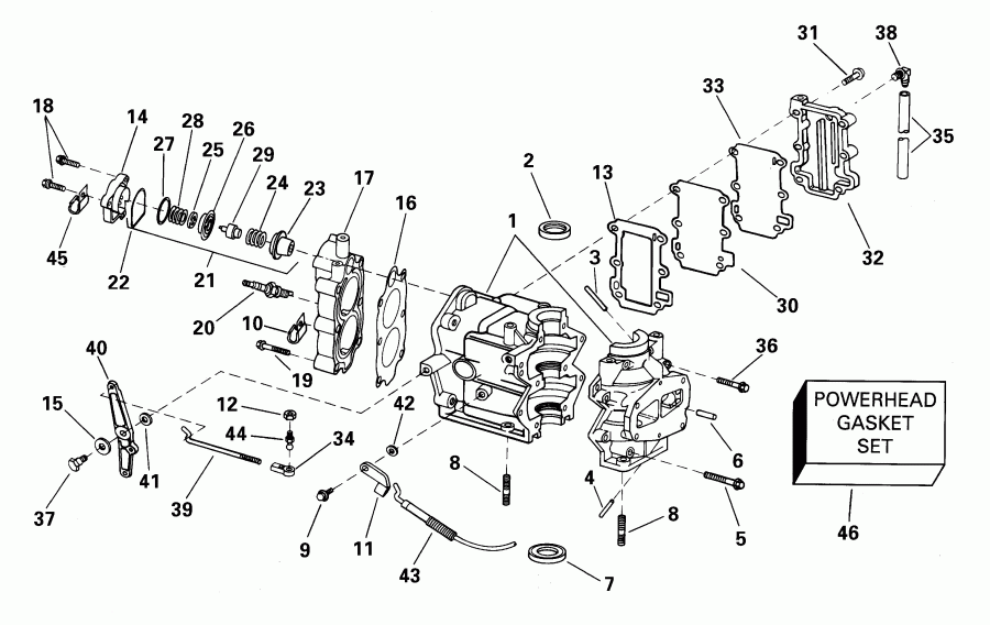 ��������� ����� Evinrude E8WRLSIR Commercial, rope start, tiller,  - linder & Crankcase / linder & ������ ���������