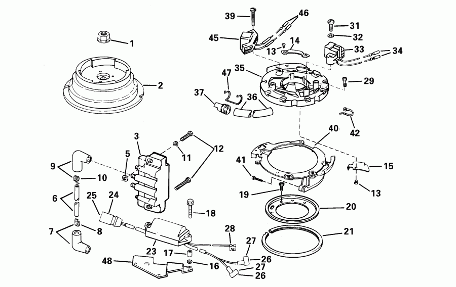 �������� ��������� ����� Evinrude E8WRLSIR Commercial, rope start, tiller,  - nition / nition