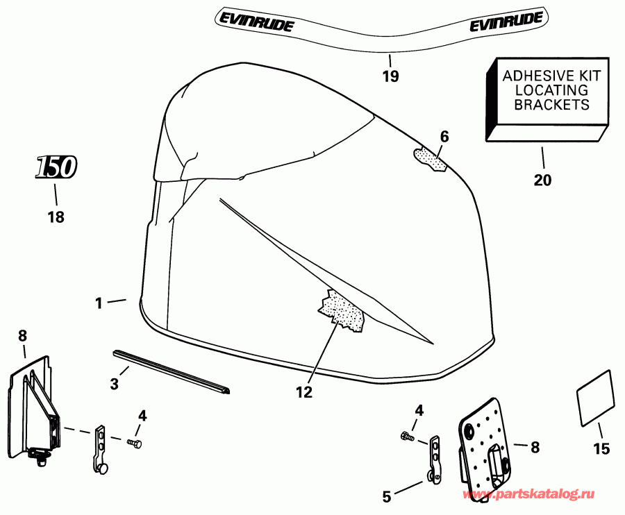 �������� ��������� ����� Evinrude RE135FCSIF FFI, elec start, TNT, 25 in s  - gine Cover
