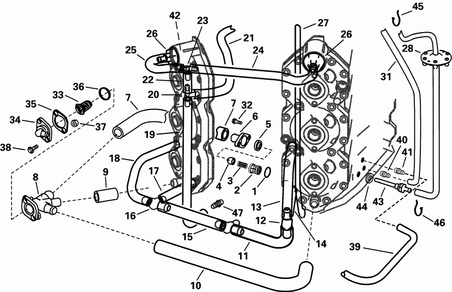 ��������� �������� ����� Evinrude RE135FCSIF FFI, elec start, TNT, 25 in s  - se Routing