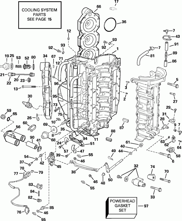 EVINRUDE RE135FXSIF FFI, elec start, TNT, 25 in s  - linder & ������ ��������� - linder & Crankcase