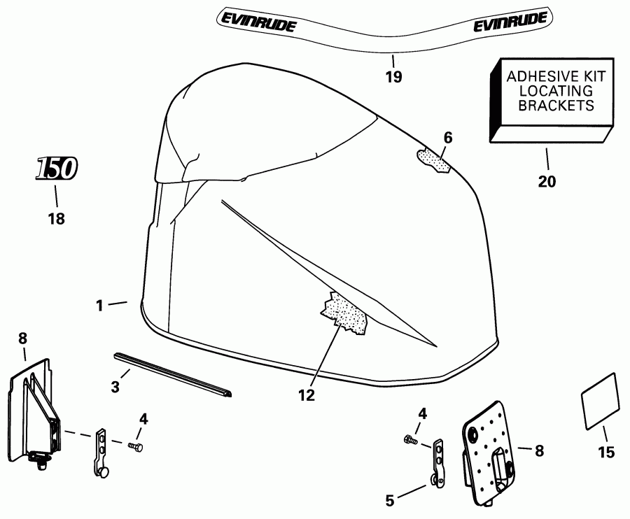 ��������� �������� ����� EVINRUDE RE150FSSIF FFI, elec start, TNT, 20 in s  - gine ������ - gine Cover