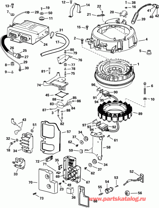 ��������� ��������� Evinrude RE175FCSIF FFI, elec start, TNT, 25 in s  - ectrical System