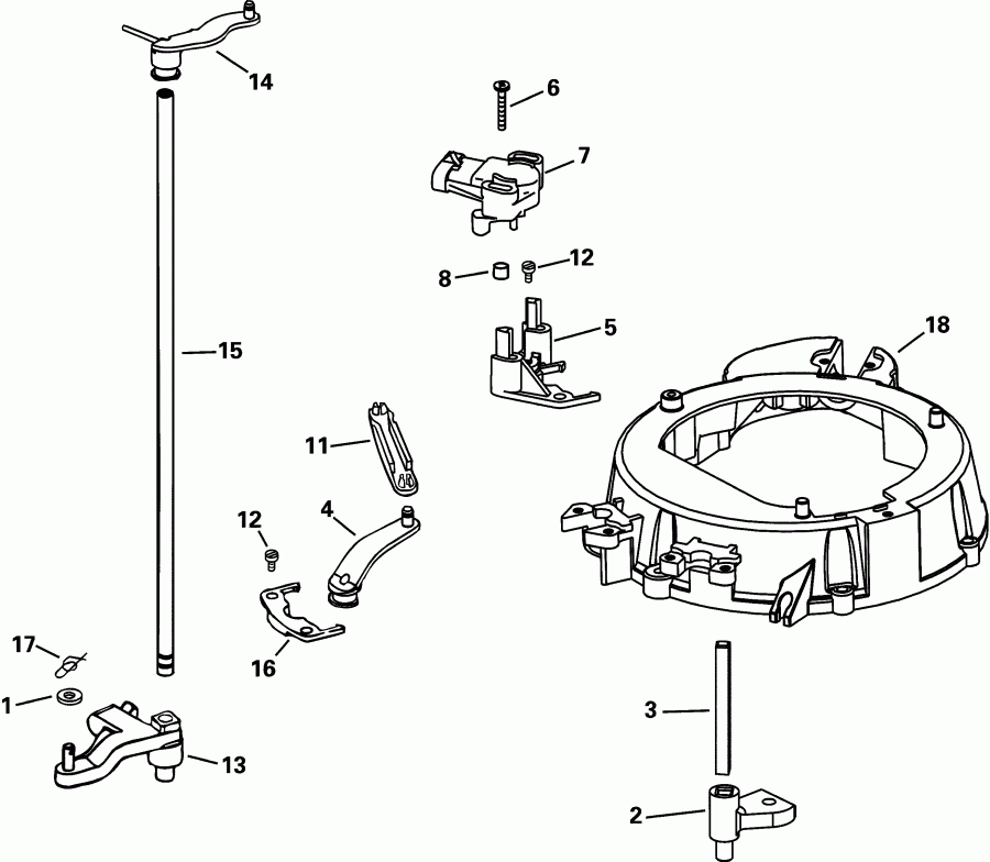 ��������� ��������� Evinrude RE175FSSIF FFI, elec start, TNT, 20 in s  - rottle Linkage / rottle ��������� ��������