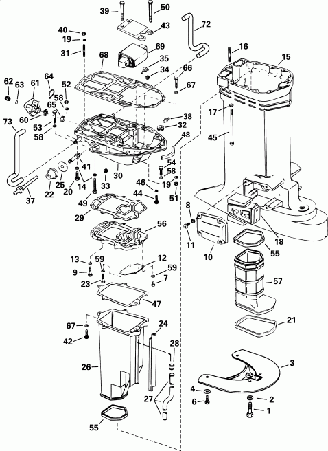 ��������� ��������� EVINRUDE RE225FHSIF FFI, elec start, TNT, 20 in s  - haust Housing / haust ������
