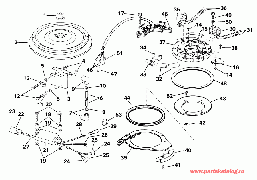 �������� ����� Evinrude SE25RDSIE rope start, tiller, 15 in shaf  - nition - nition