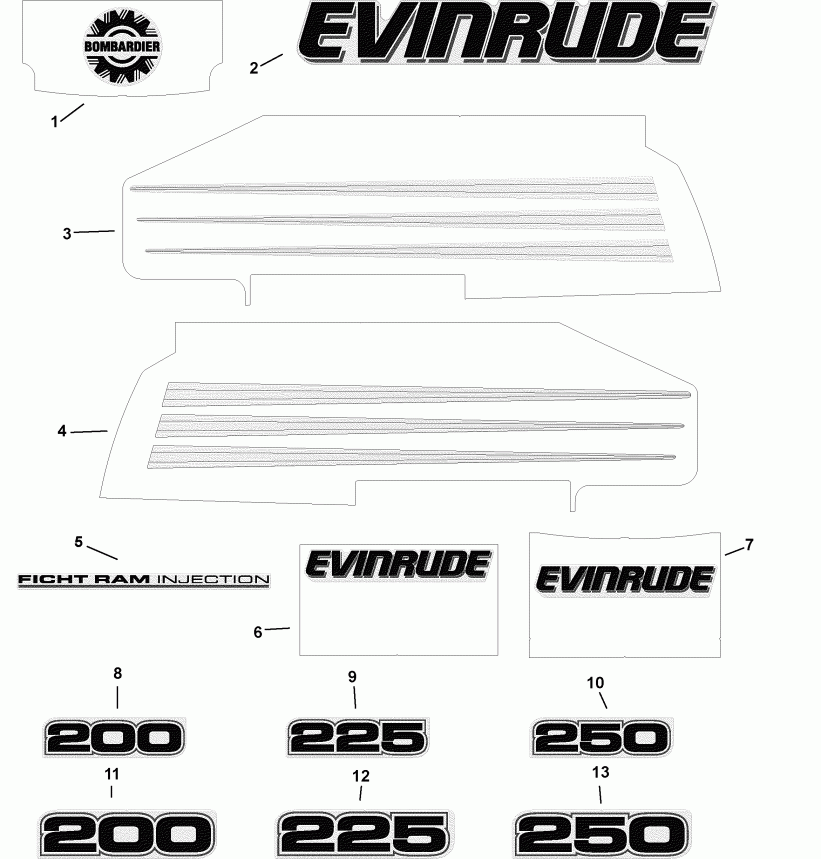 ��������� EVINRUDE E225FPXSTM  - White Models