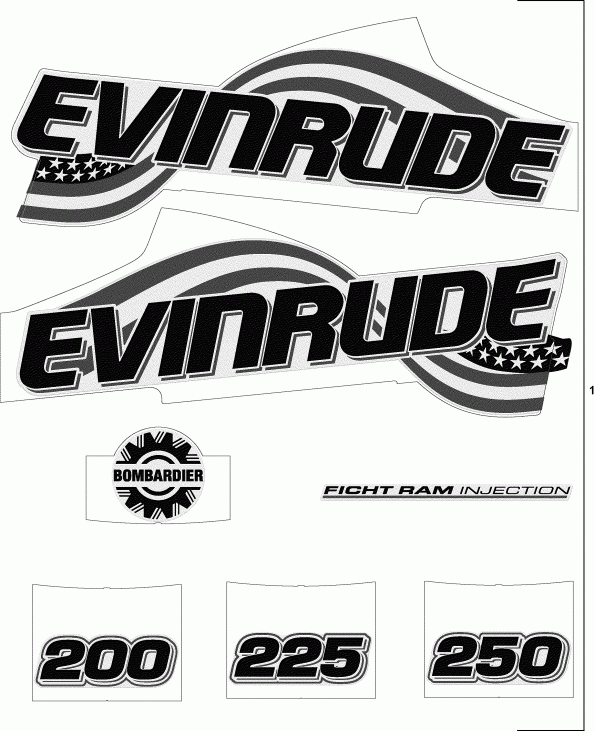  Evinrude E250FPLSTR  -  Flag Set / White Flag Set