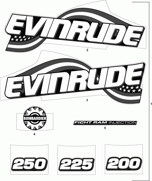 ��������� ����� EVINRUDE E250FPZSTA  - ������� Flag Set / Blue Flag Set