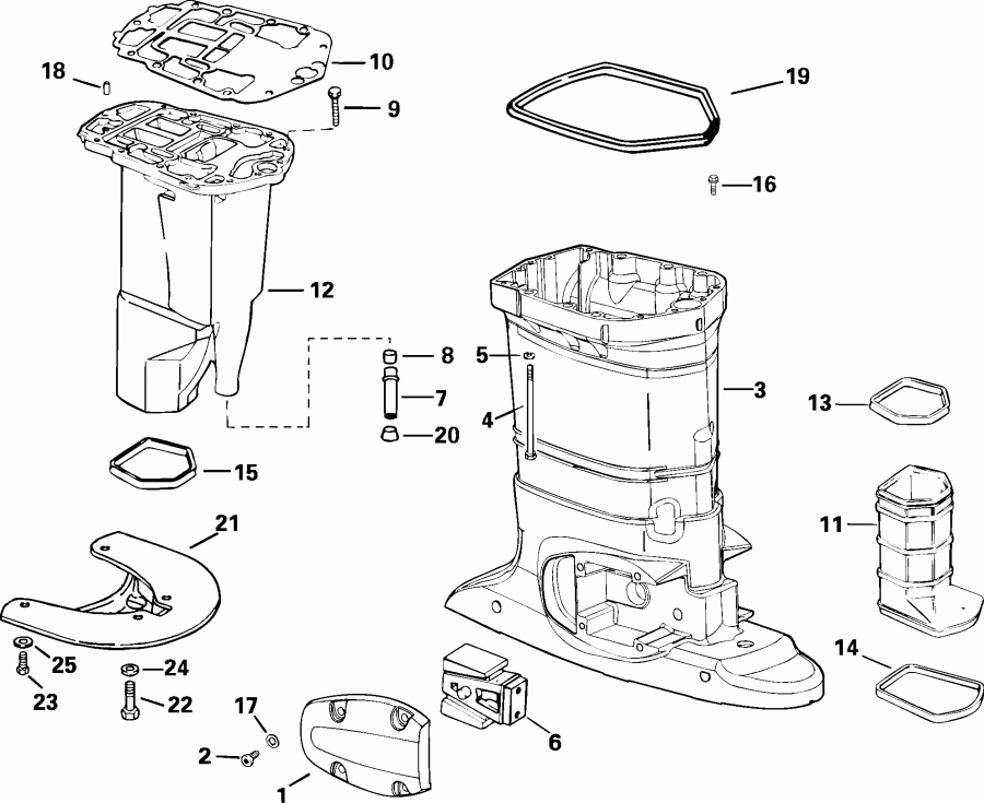 ��������� �������� ����� EVINRUDE E100FPLSRS  - haust Housing