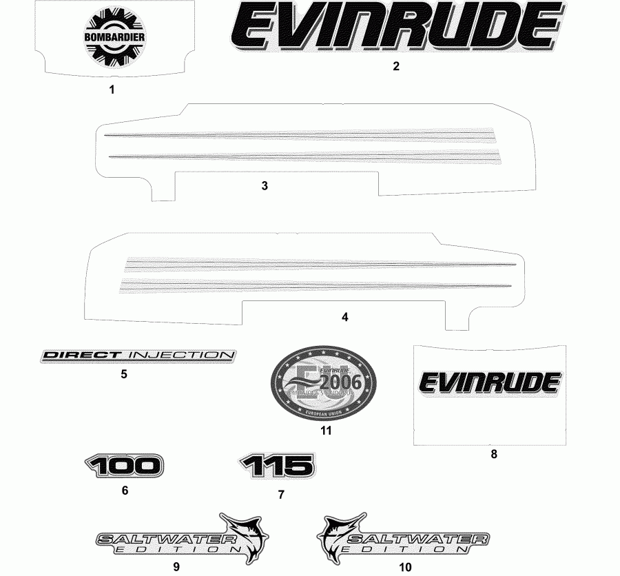  Evinrude E115FSLSRE  - cals White Models - cals ����� Models