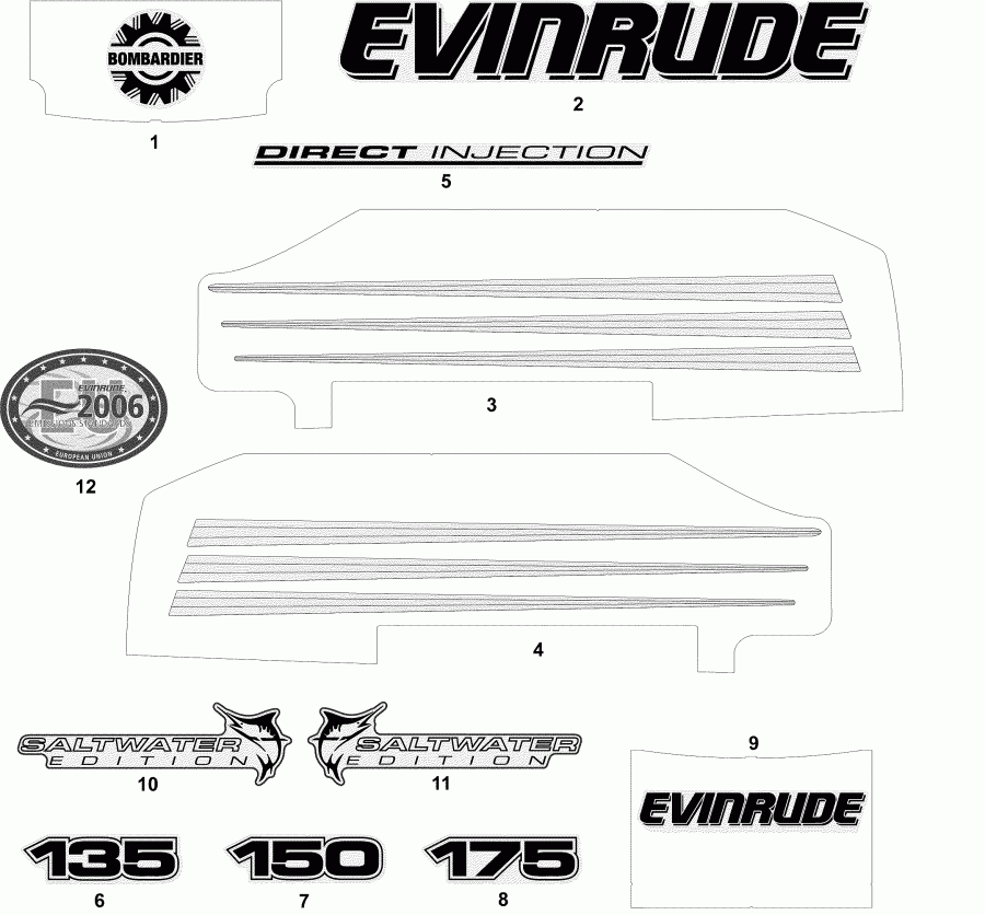  EVINRUDE E150FPXSRS  - cals White Models - cals  Models