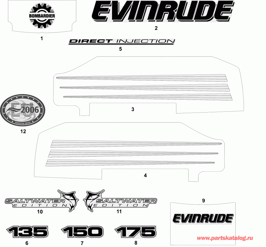   Evinrude E175FPXSRE  - cals  Models