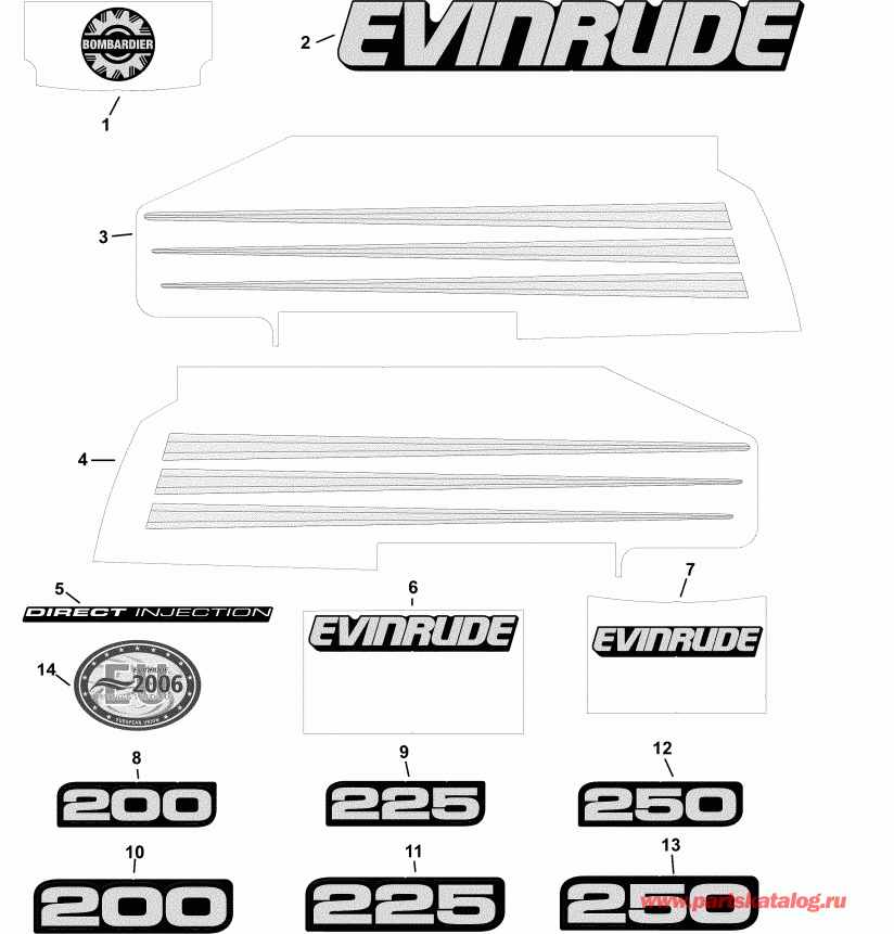 ��������� EVINRUDE E200FCXSRB  - Blue Models / ������� Models
