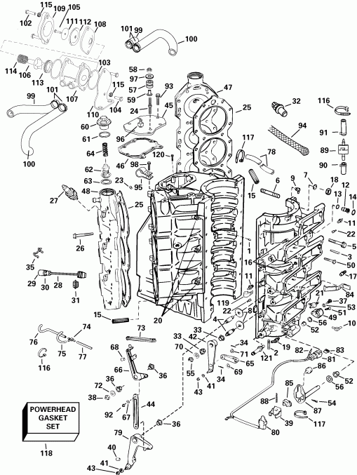 �������� ����� Evinrude E250FPXSRM  - linder & Crankcase