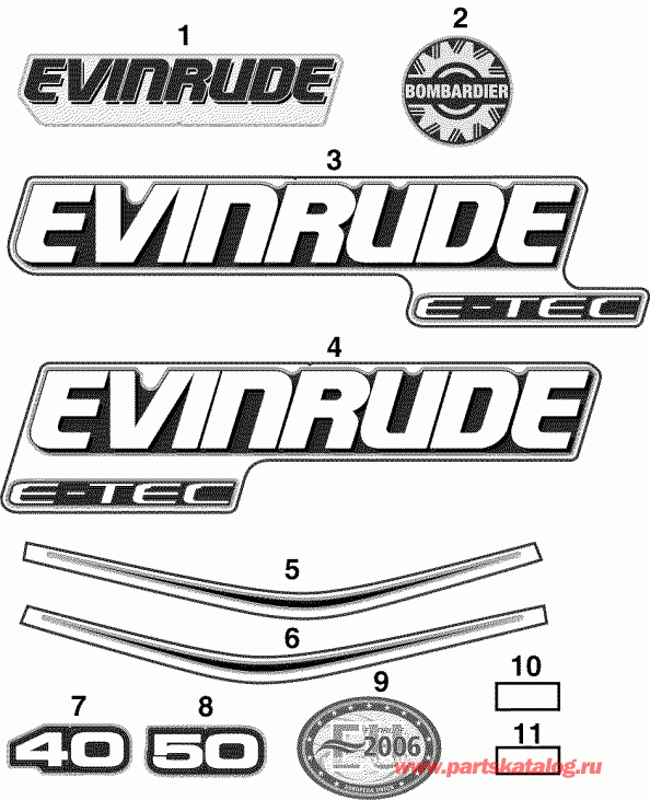 ��������� ��������� EVINRUDE E40DRLSRC  - cals / cals