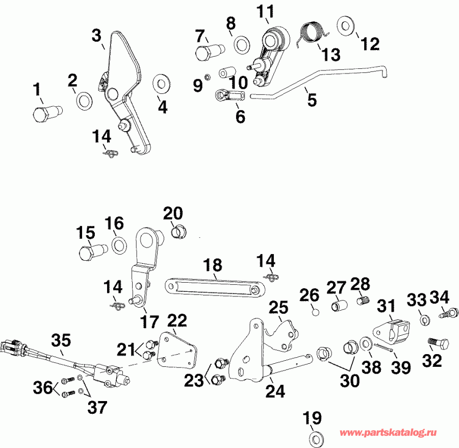 �������� ����� EVINRUDE E40DRLSRC  - rottle & Shift Linkage / rottle & ������������� ���������