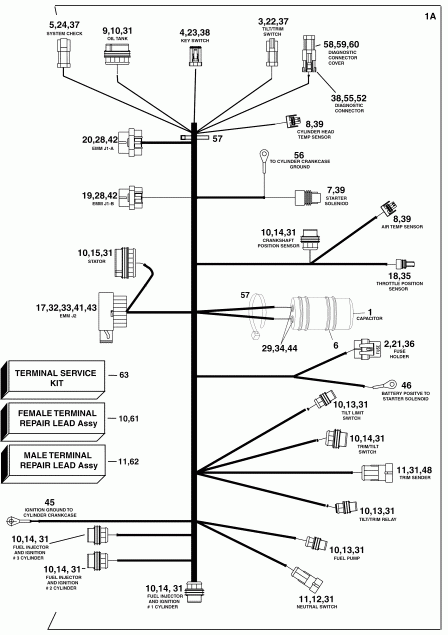 �������� ����� Evinrude E75DPLSRC  - gine Electrical Harness