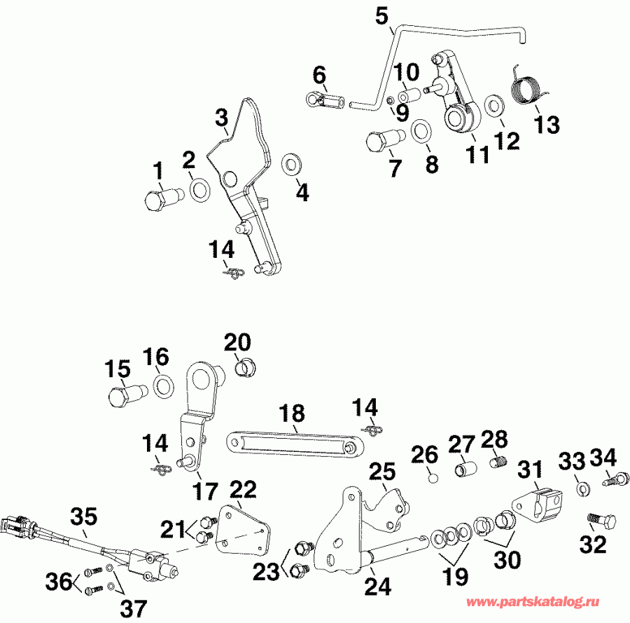 ��������� EVINRUDE E75DPLSRC  - rottle & Shift Linkage