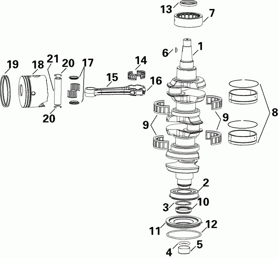 �������� ����� ������� E90DPXSRC  - ankshaft & Pistons / ank��� & ������