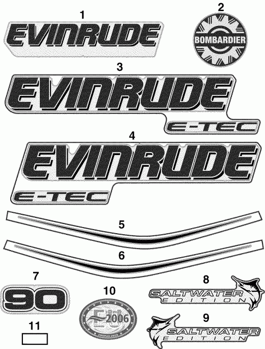 ����� EVINRUDE E90DPXSRC  - cals ����� Models