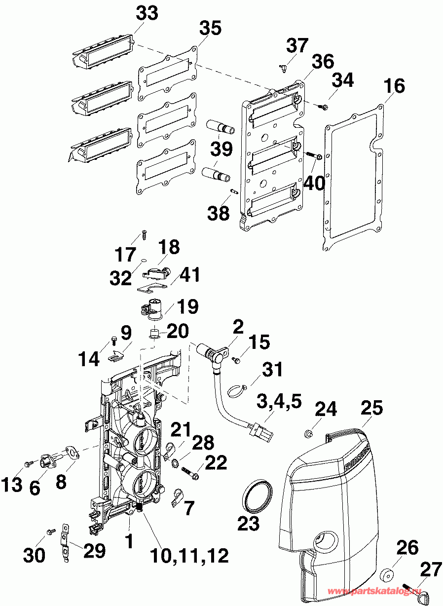 ����� EVINRUDE E90DPXSRC  - rottle Body & Intake Manifold