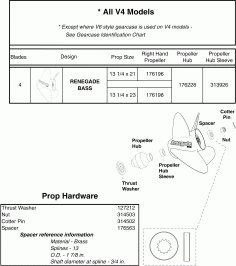 Stainless Steel 4 Blade ������� ����s & Hardware (v4 Style ��������) 2 Stroke (Stainless Steel 4 Blade Propellers & Hardware (v4 Style Gearcase) 2 Stroke)