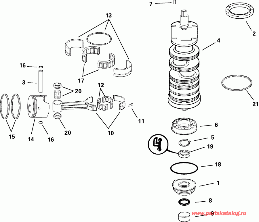  ������� E100FSLSOC  - ankshaft & Pistons